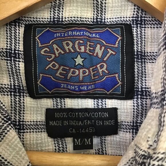 SARGENT Pepper southwestern western mens flannel plaid 100% cotton button down - Picture 4 of 14
